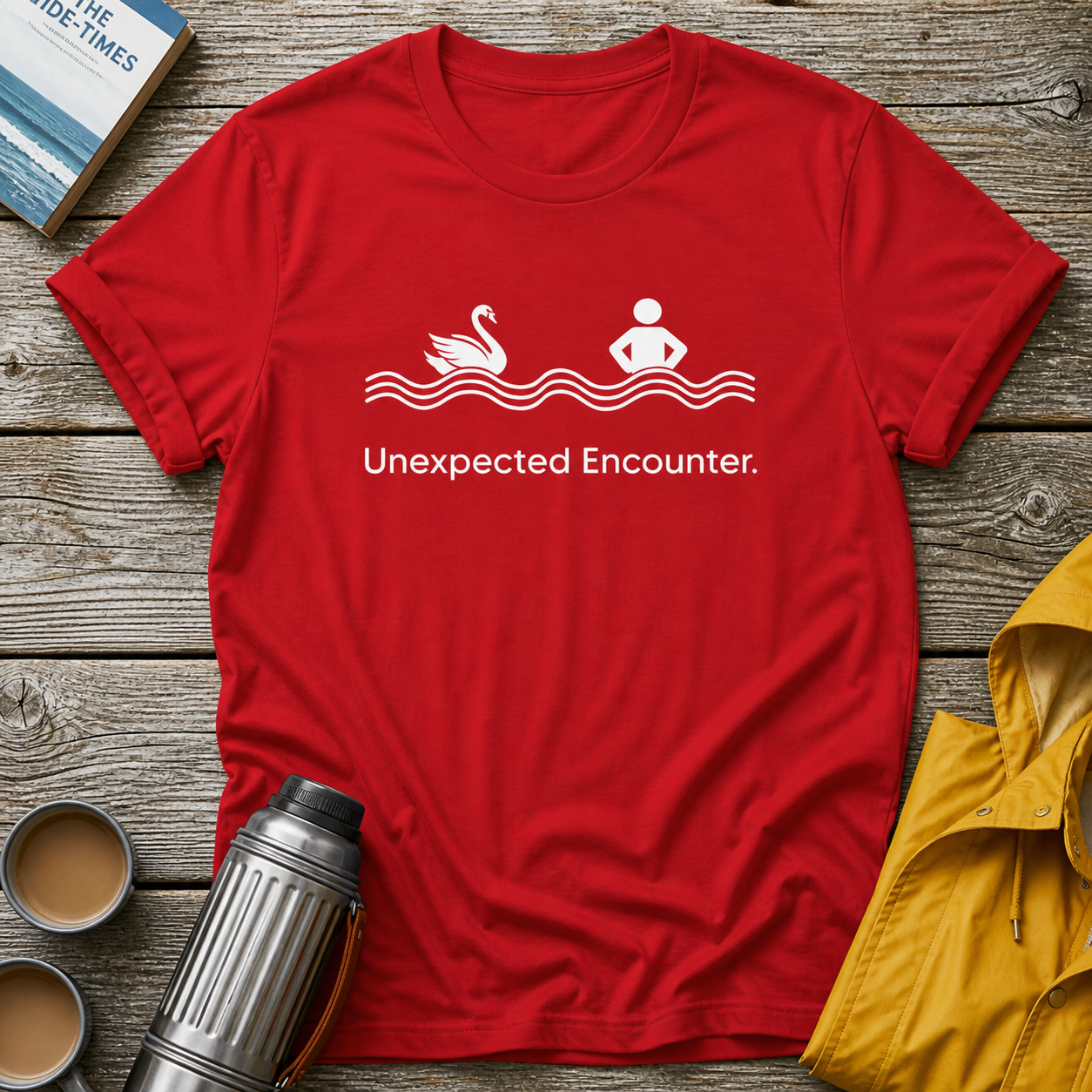Unexpected Encounter Swimming Swan