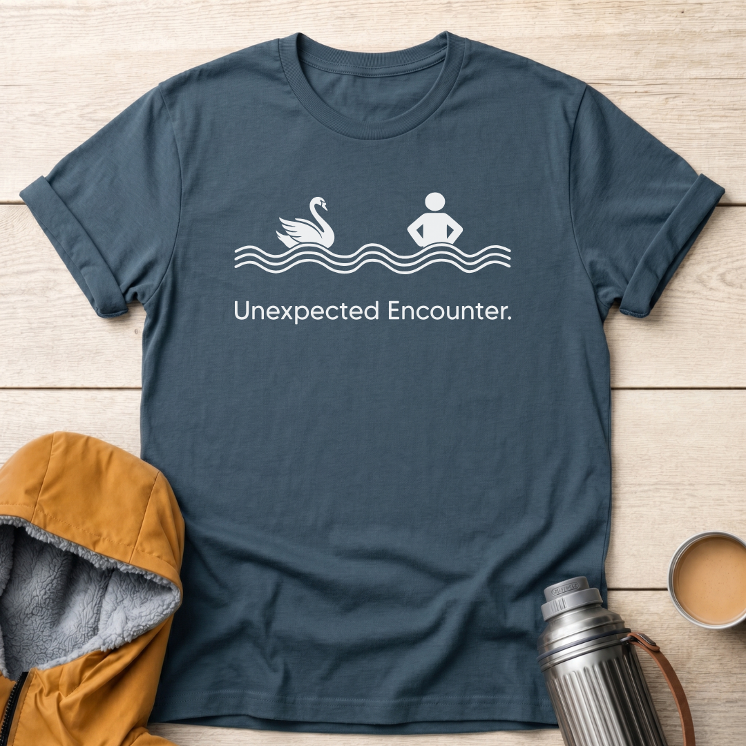 Unexpected Encounter Swimming Swan
