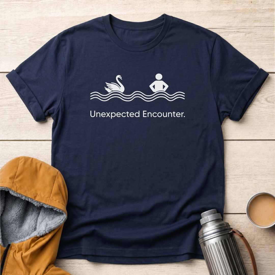 Unexpected Encounter Swimming Swan