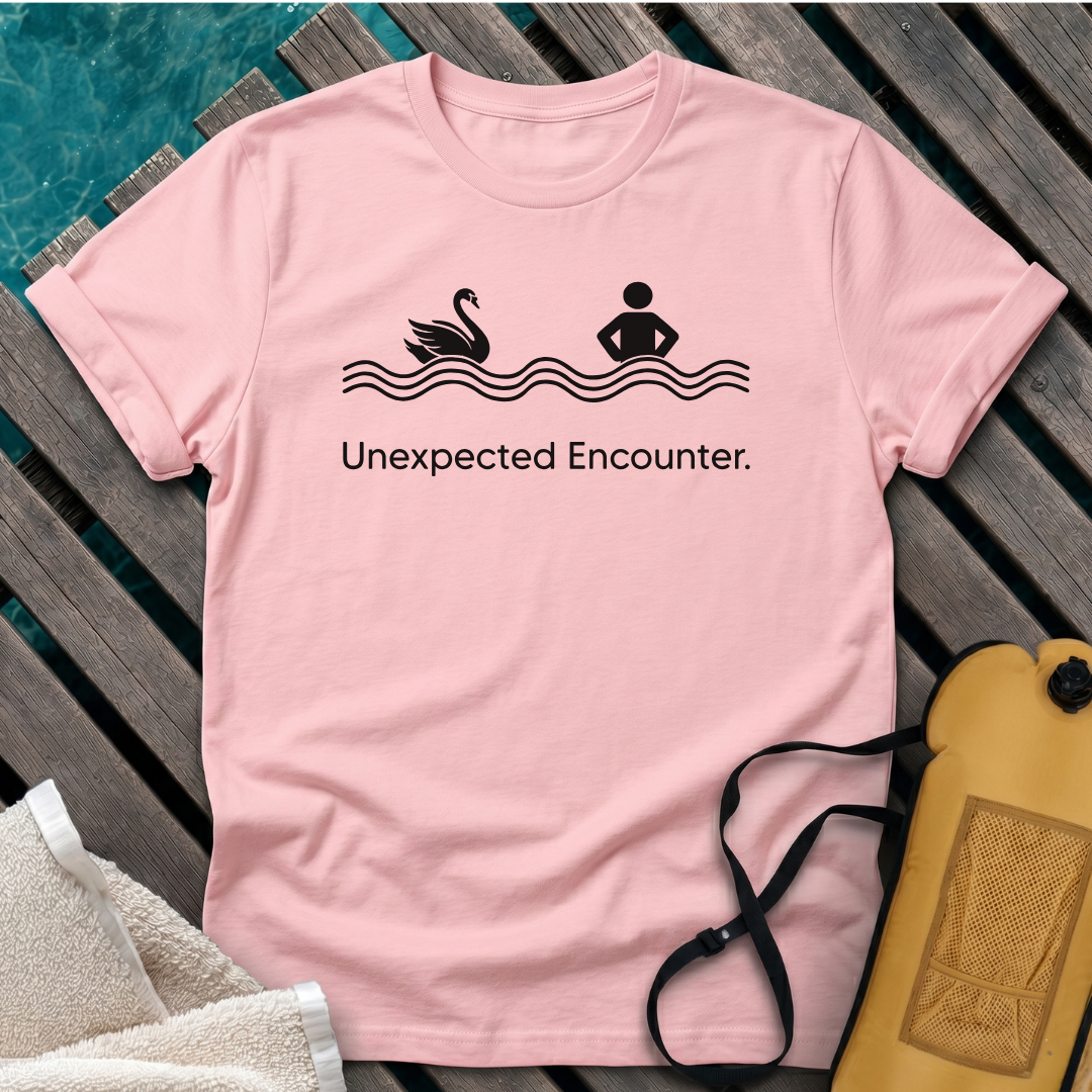Unexpected Encounter Swimming Swan