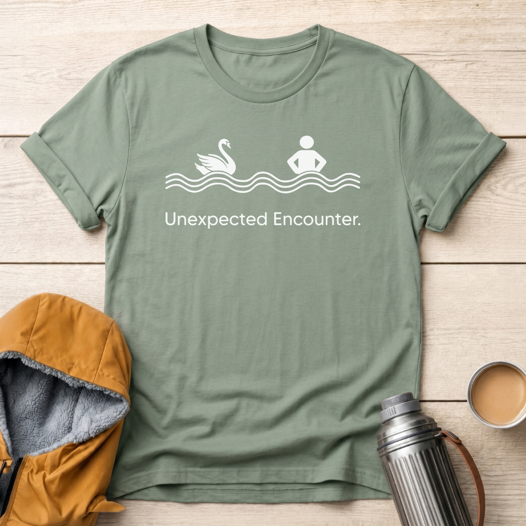 Unexpected Encounter Swimming Swan